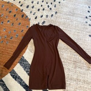 Naked Wardrobe Brown Long Sleeve Romper